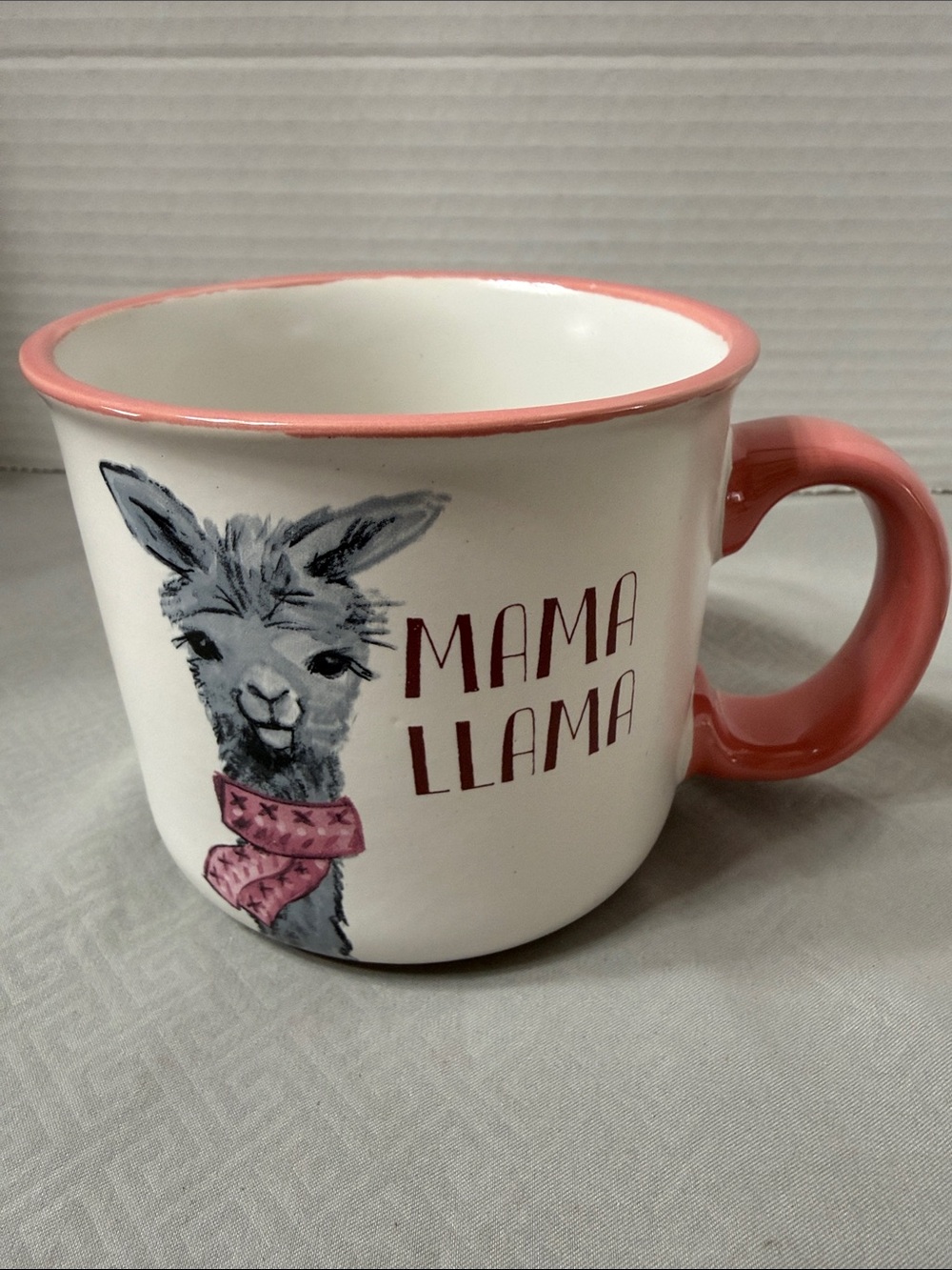 Belle Maison Mama Llama Pink Accent Ceramic Camper Coffee Mug Pink Handle & Rim